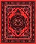 Bold Black On Red Ornamental Design Rug