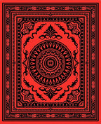 Bold Black On Red Ornamental Design Rug