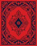 Traditional Red and Blue Floral Medallion Rug