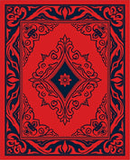 Traditional Red and Blue Floral Medallion Rug