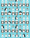 Cute Winter Penguin Christmas Trees Rug