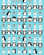 Cute Winter Penguin Christmas Trees Rug