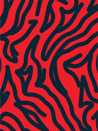 Abstract Wavy Red Blue Pattern Rug