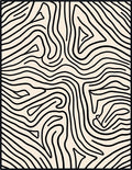 Abstract Wavy Black Contour Rug