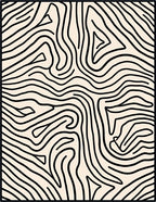 Abstract Wavy Black Contour Rug