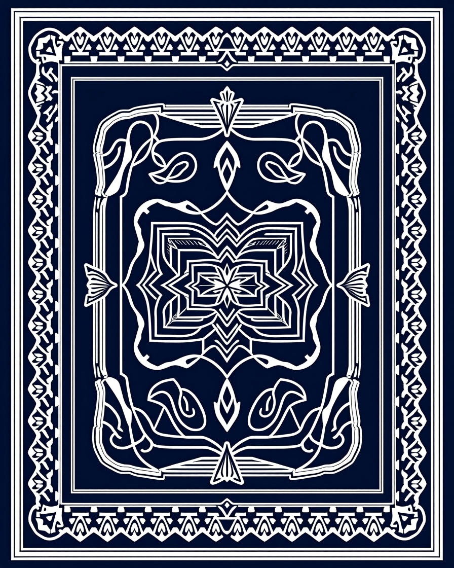 Intricate Geometric Paisley Frame Design Rug
