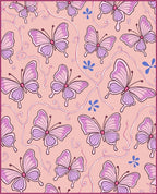 Pretty Pink Butterfly Pattern Rug