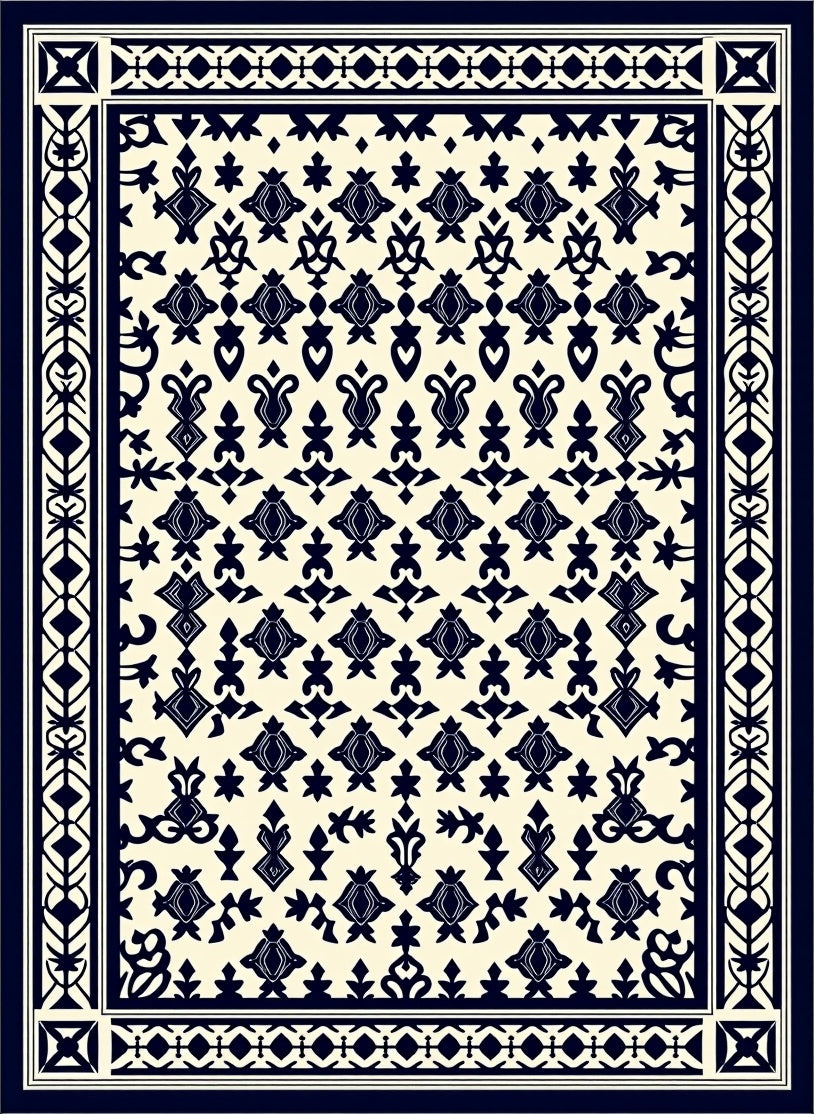 Vintage Floral Borders Patterned Rug