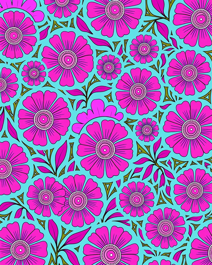 Bold Pink Floral Pattern Rug