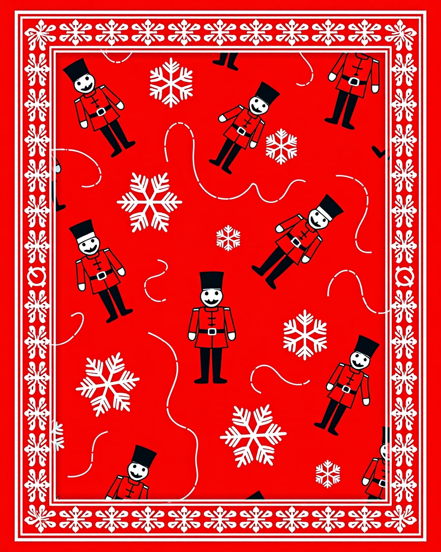 Red Soldier Snowflakes Border Rug