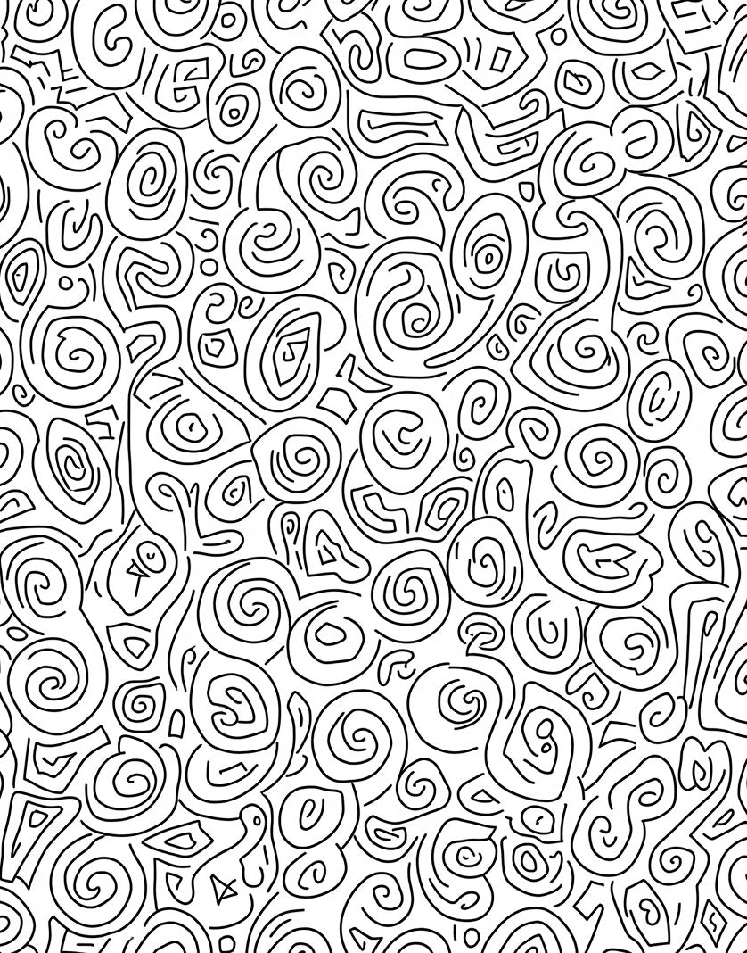 Abstract Swirl Doodle Pattern Rug