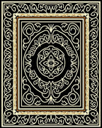 Elegant Black Gold Floral Scroll Rug