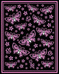 Pink Butterfly Garden Black Rug