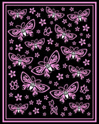 Pink Butterfly Garden Black Rug
