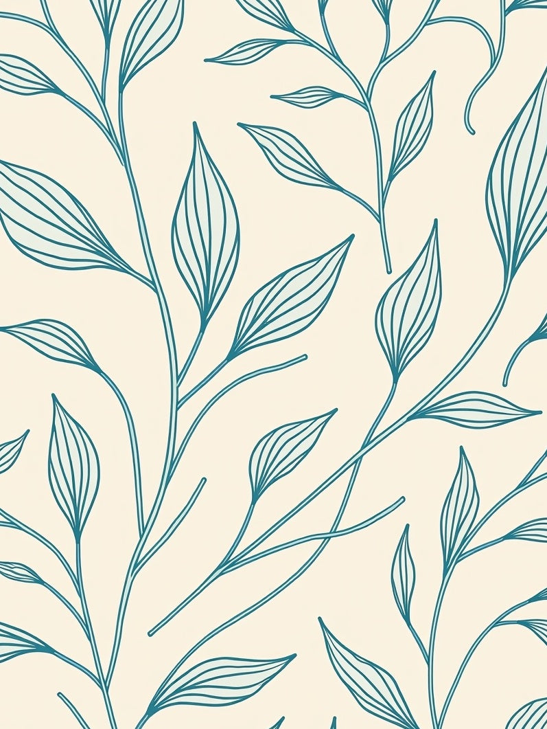 Teal Botanical Leaf Design Rug