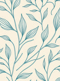 Teal Botanical Leaf Design Rug