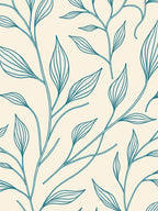 Teal Botanical Leaf Design Rug