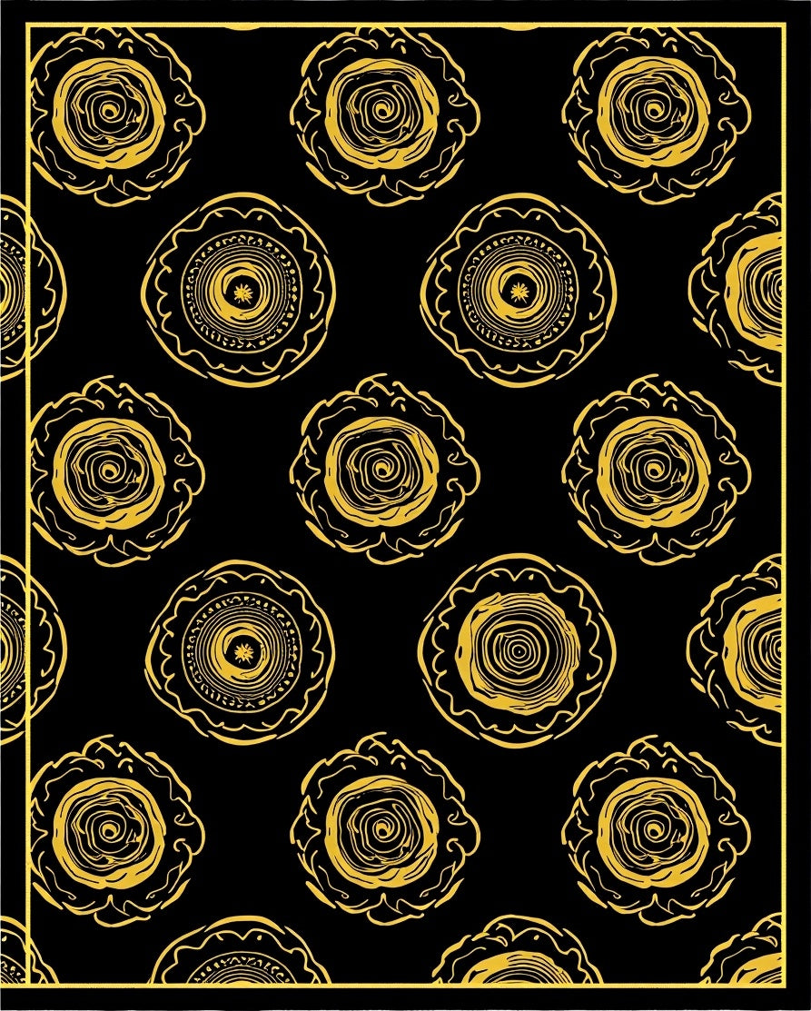Golden Sunburst Abstract Pattern Rug