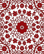 Rich Red Floral Vine Pattern Rug