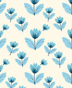Simple Blue Floral Pattern Rug
