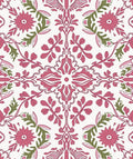 Pink Leaf Flower Ornamental Design Rug