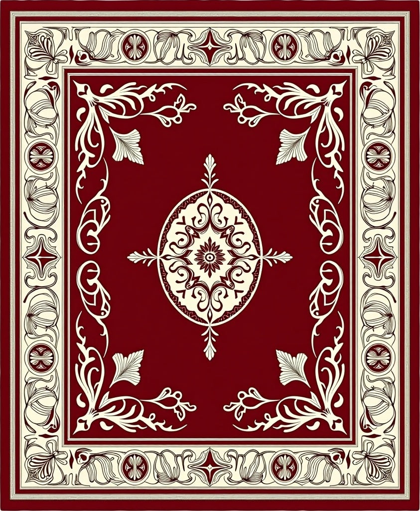 Vintage Floral Elegant Crimson Rug
