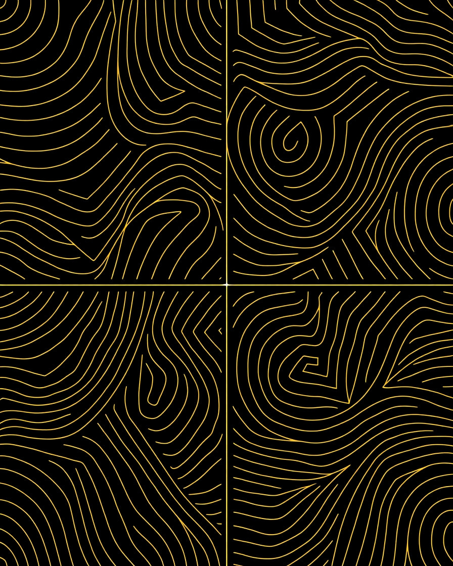Abstract Gold Contour Lines Pattern Rug