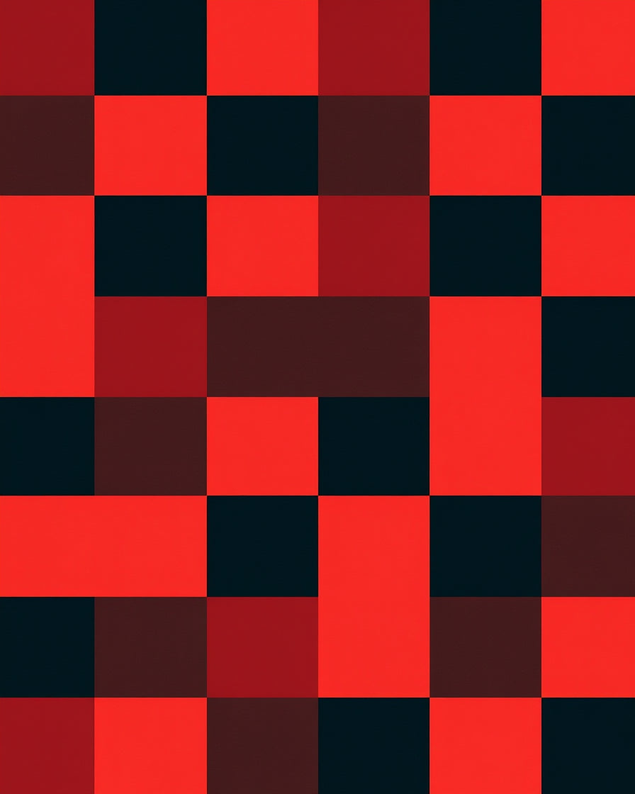 Red Black Checkered Design Rug