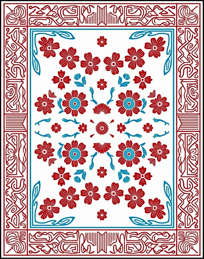 Floral Design With Intricate Borders Rug