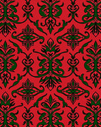 Red Black Classic Floral Damask Rug