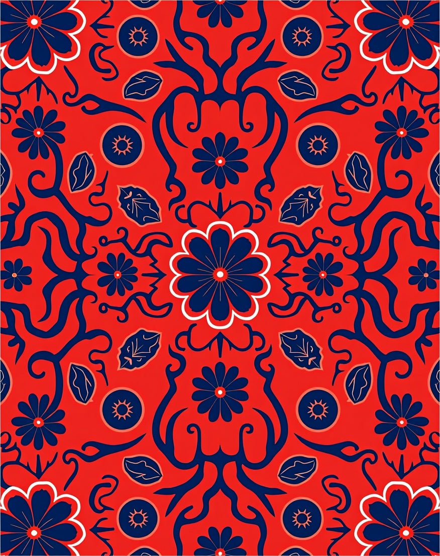 Bold Floral Swirls Pattern Design Rug
