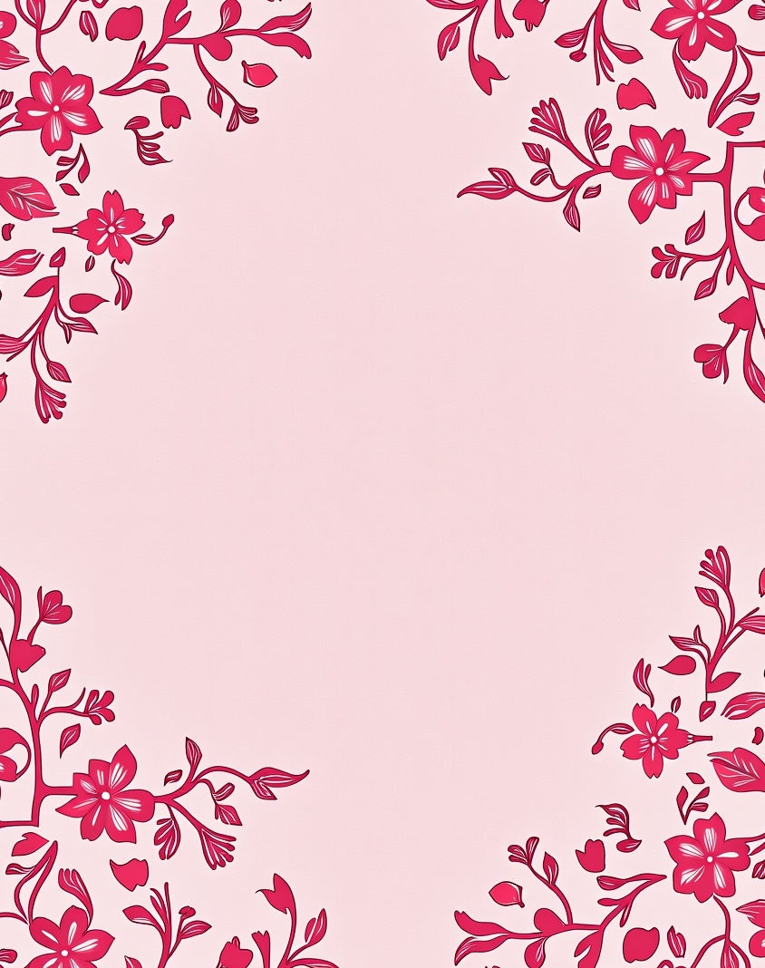 Pink Floral Corner Accent Design Rug