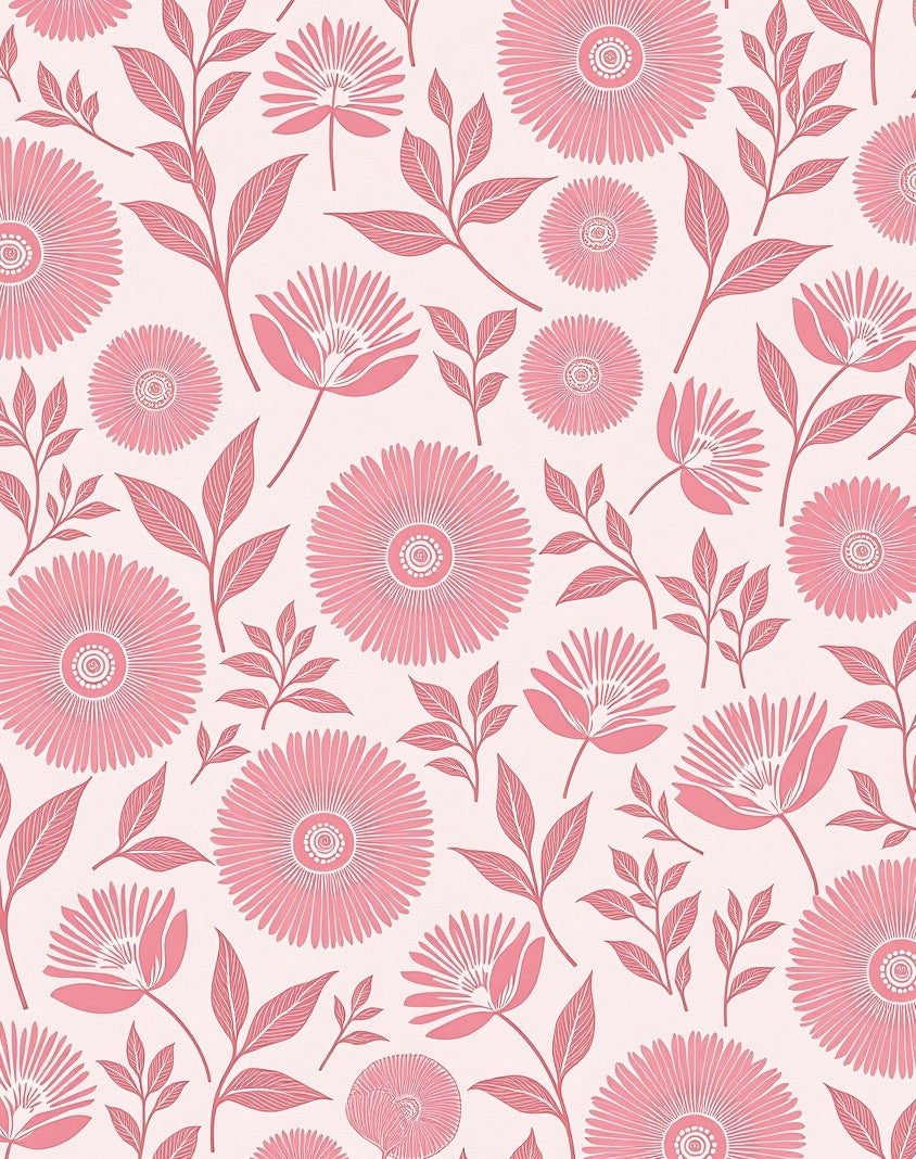 Pink Floral Art Nouveau Pattern Rug