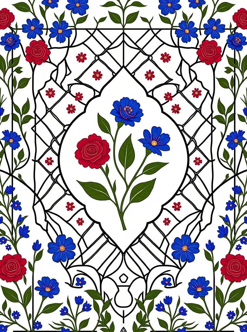 Vibrant Floral Arch Pattern Rug