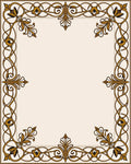 Intricate Golden Floral Vine Frame Rug