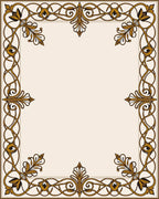 Intricate Golden Floral Vine Frame Rug
