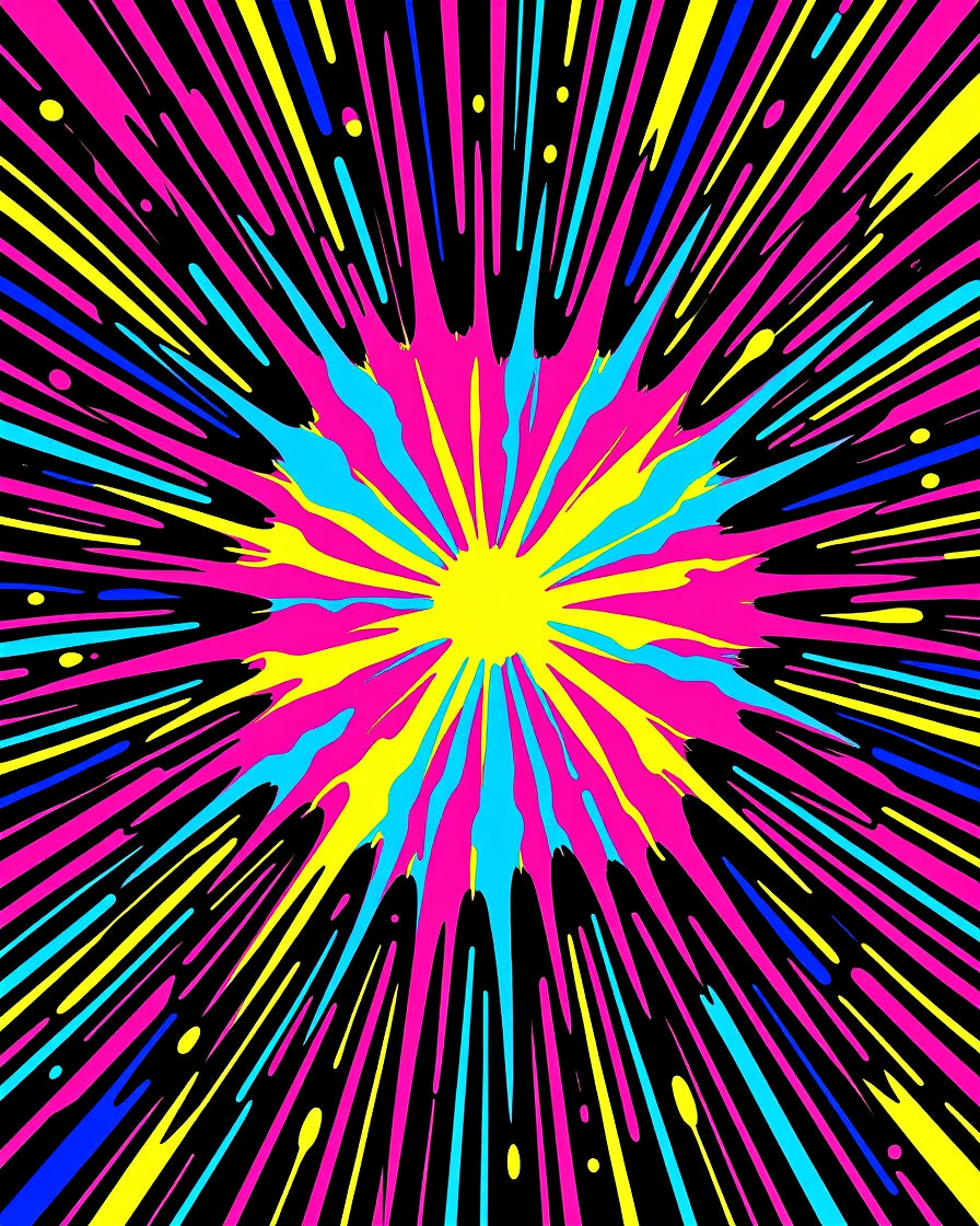 Vibrant Pop Starburst Pattern Design Rug