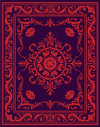 Rich Red Paisley Vine Pattern Rug
