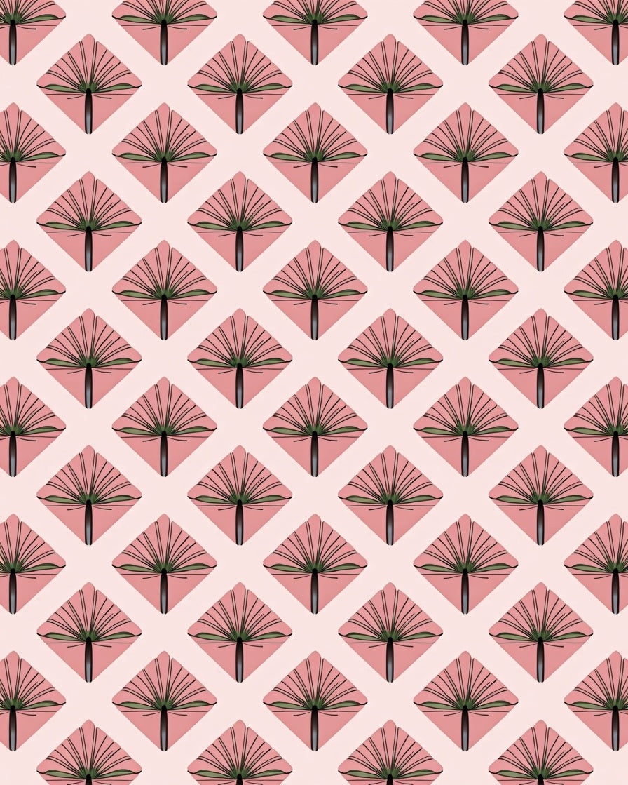 Pink Diamond Fan Pattern Design Rug