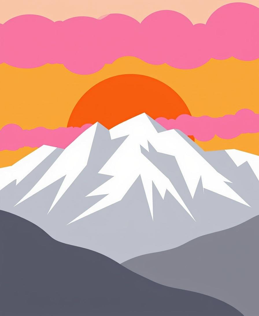 Peaks at Sunset with Pink Clouds Rug