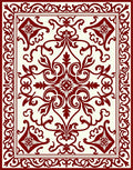 Rich Red Elegant Scrollwork Rug