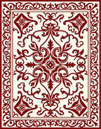 Rich Red Elegant Scrollwork Rug
