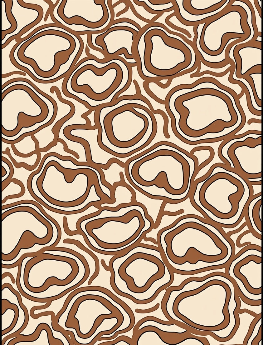 Organic Shapes Brown Pattern Rug