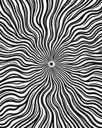 Radial Black White Stripe Pattern Rug
