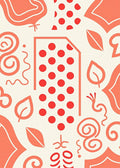 Playful Coral Dot Leaf Swirl Design Rug