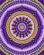 Vibrant Purple Yellow Mandala Pattern Rug