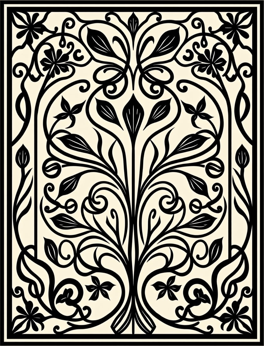 Art Nouveau Floral Swirls Rug