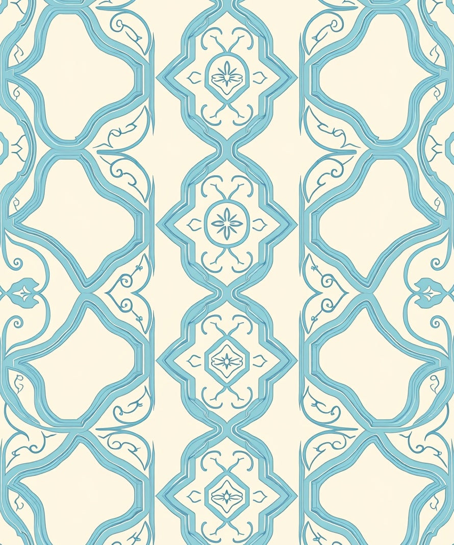 Blue Geometric Patterned Elegant Rug