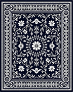 Ornate Floral Scrollwork Design Rug