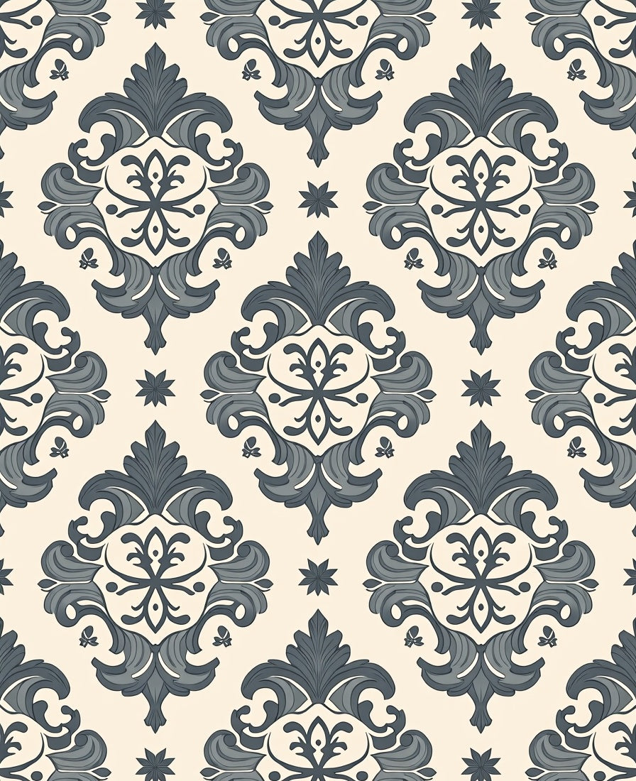 Classic Damask Scrollwork Pattern Rug